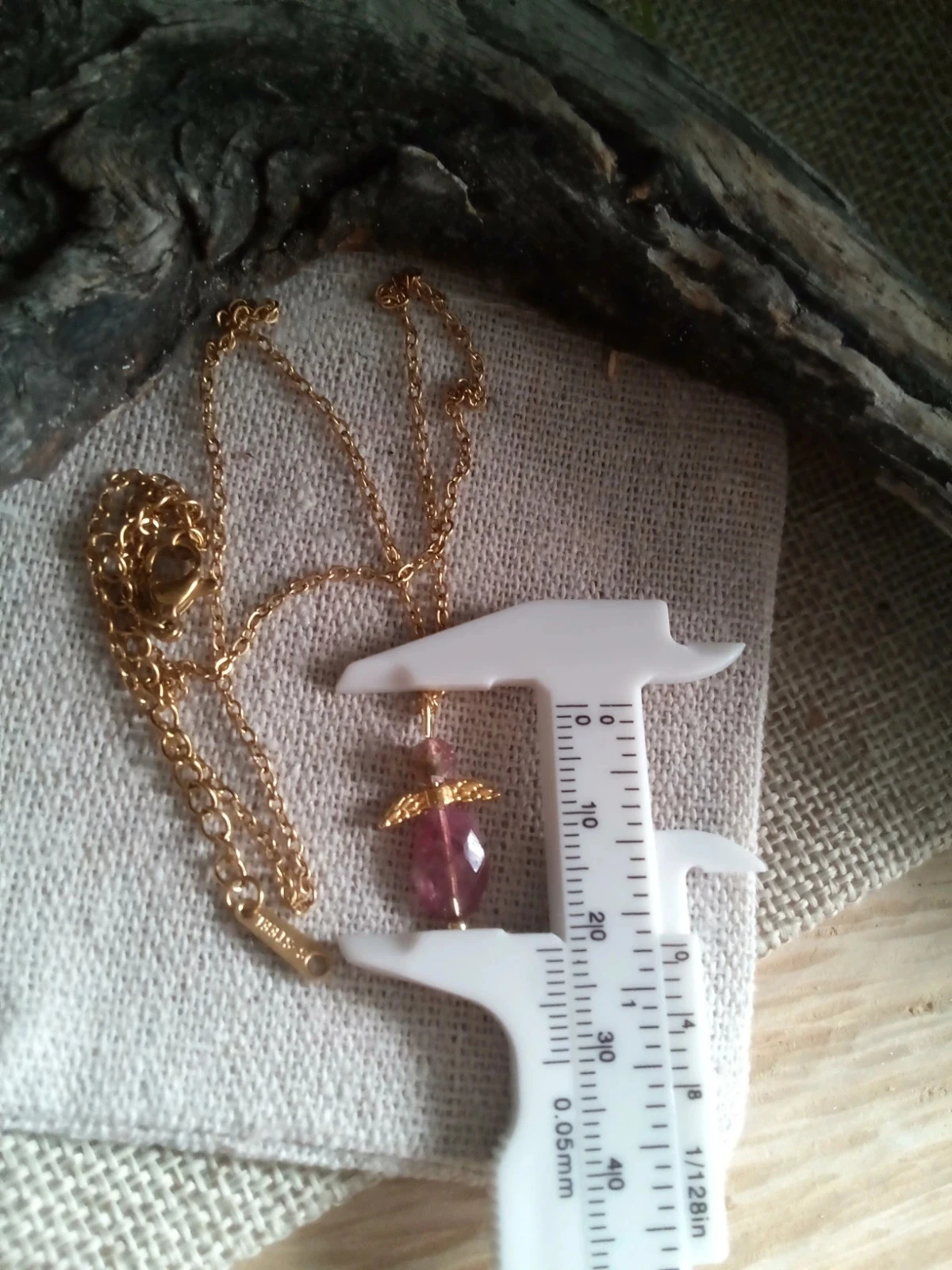 Collier pendentif ange en pierres de tourmaline + carte – photo 3